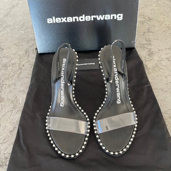 Alexander Wang Nova studded slingback sandals & transparent PVC Straps - Picture 1 of 7